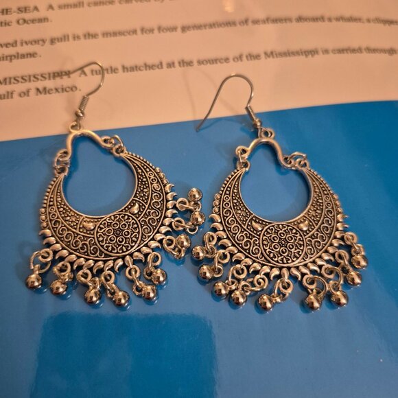 StormCat Boho Gypsy Crescent Earrings (Handmade in UK, Stainless Steel) - Picture 1 of 1